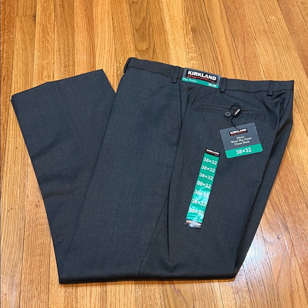 Kirkland Signature Charcoal Flat Front Dress Slacks